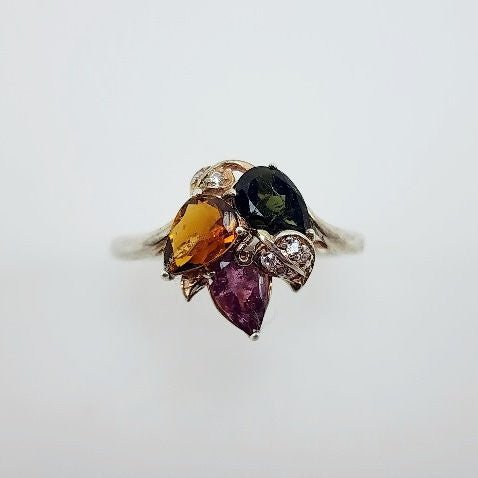 Anillo de Turmalina multicolores y cubic zirconia - Anillos