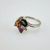 Anillo de Turmalina multicolores y cubic zirconia - Anillos