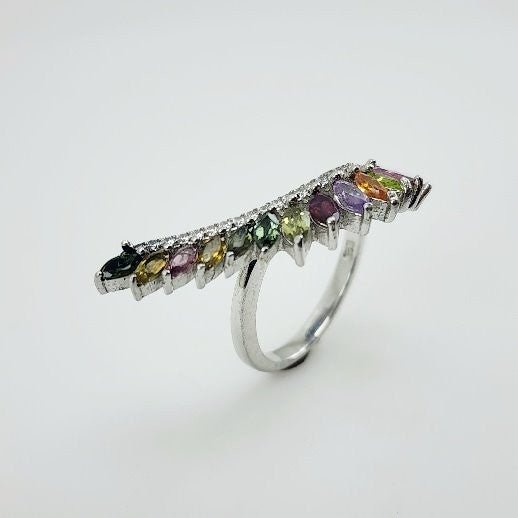 Anillo de Turmalina multicolores y cubic zirconia - Anillos