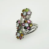 Anillo de Turmalina multicolores y Topacio azul - Anillos