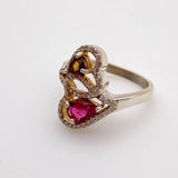 Anillo de Turmalina Rosa, marrón y cubic zirconia - Anillos