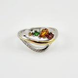 Anillo de Turmalina rosa, turmalina marrón, tsavorite y citrino - Anillos