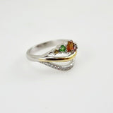 Anillo de Turmalina rosa, turmalina marrón, tsavorite y citrino - Anillos