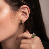 Anillo de Turmalina rosa, turmalina marron y tsavorite - Anillos