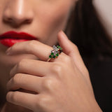 Anillo de Turmalina rosa, turmalina marron y tsavorite - Anillos