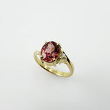 Anillo de Turmalina Rosa y Diamante en oro 18 - Anillos