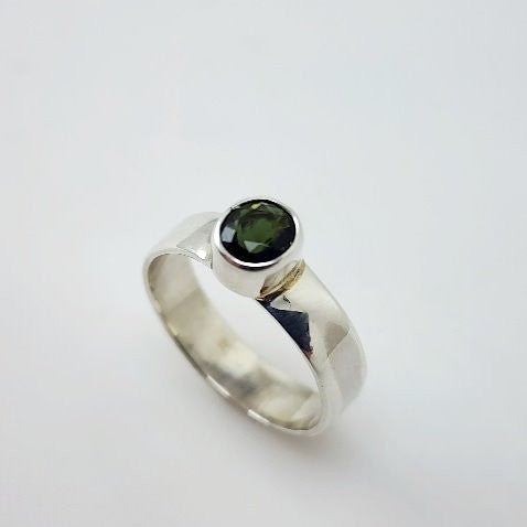 Anillo de Turmalina Verde facetada en Plata 950 Talla 16 - Anillos
