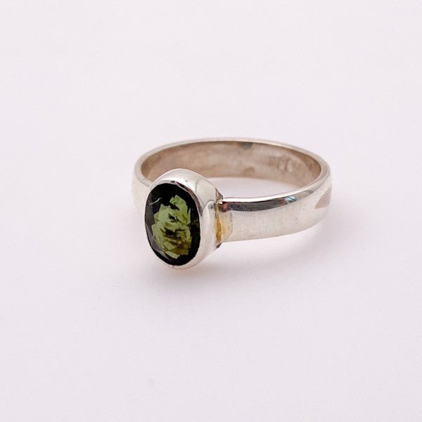 Anillo de Turmalina Verde en Plata 950 Talla 15 - Anillos