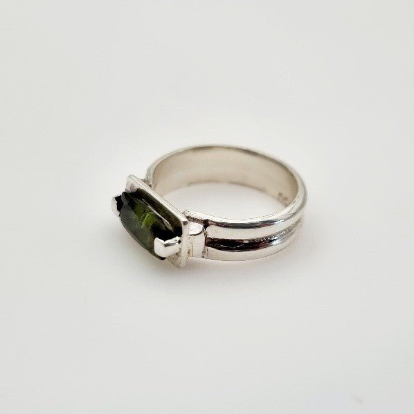 Anillo de Turmalina Verde en Plata 950 Talla 17 - Anillos