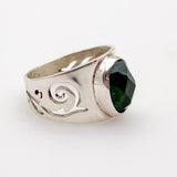 Anillo de Turmalina Verde en Plata 925 Talla 23 VISTA LATERAL- Anillos