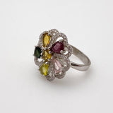 Anillo de turmalinas multicolores y cubic zirconia - Anillos