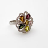 Anillo de turmalinas multicolores y cubic zirconia - Anillos