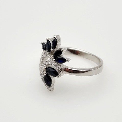 Anillo de Zafiro azul y Zirconia cúbica - Anillos