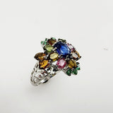 Anillo de Zafiro, turmalinas y esmeralda - Anillos
