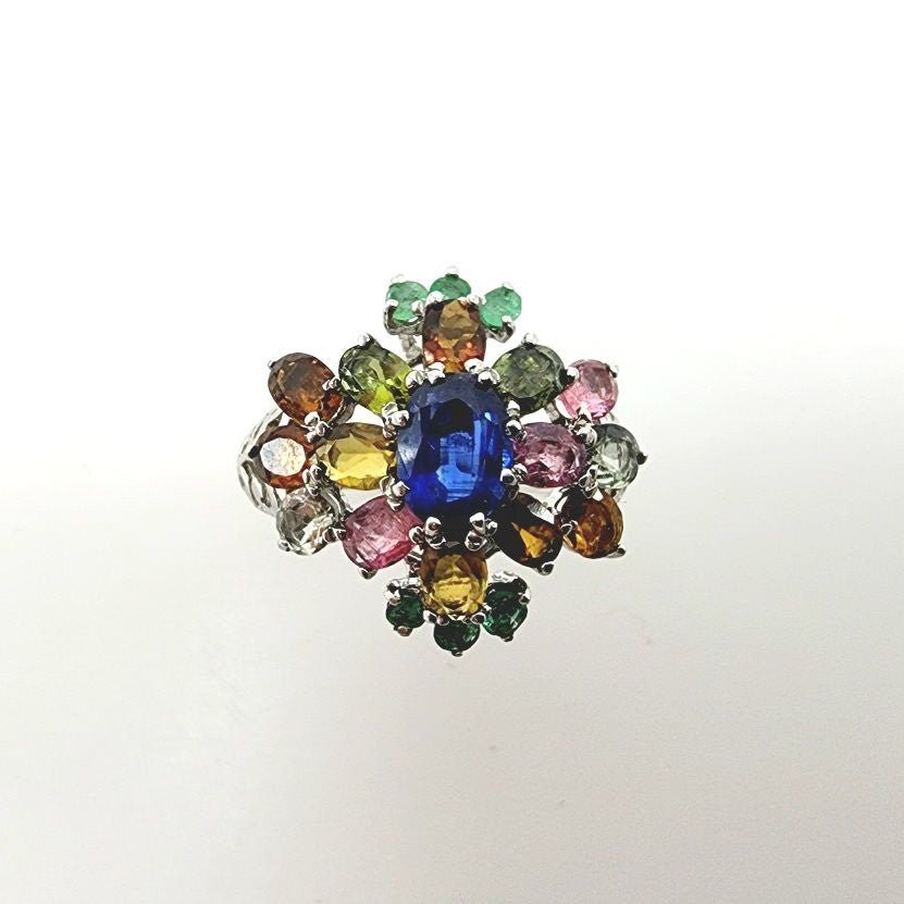 Anillo de Zafiro, turmalinas y esmeralda - Anillos