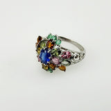 Anillo de Zafiro, turmalinas y esmeralda - Anillos
