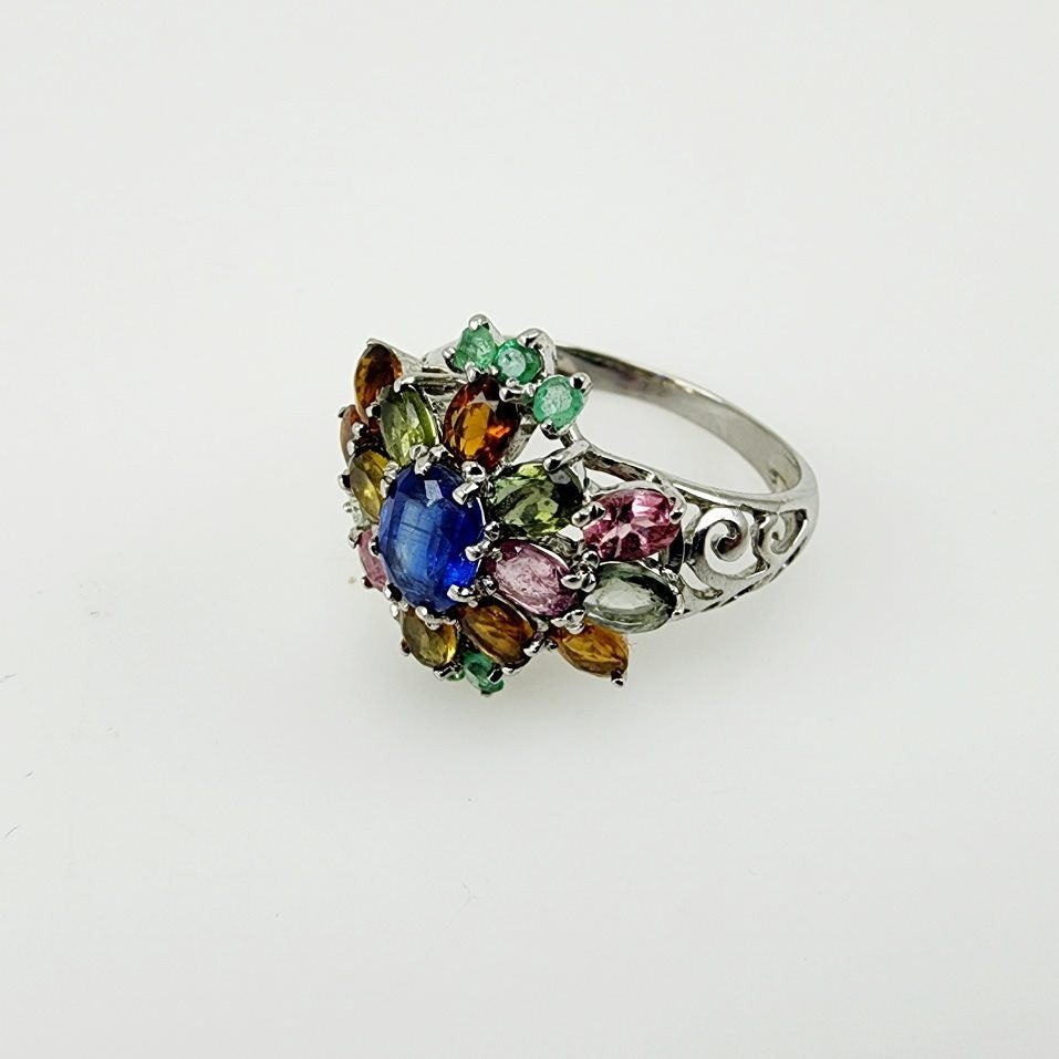 Anillo de Zafiro, turmalinas y esmeralda - Anillos