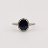 Anillo de Zafiro y Zirconia Cúbica - Anillos