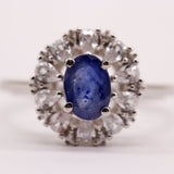 Anillo de Zafiro y Zirconia Cúbica - Anillos