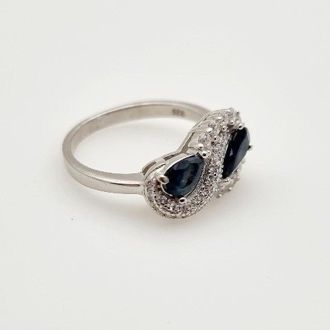 Anillo de Zafiro y Zirconia cúbica - Anillos