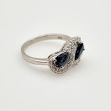 Anillo de Zafiro y Zirconia cúbica - Anillos