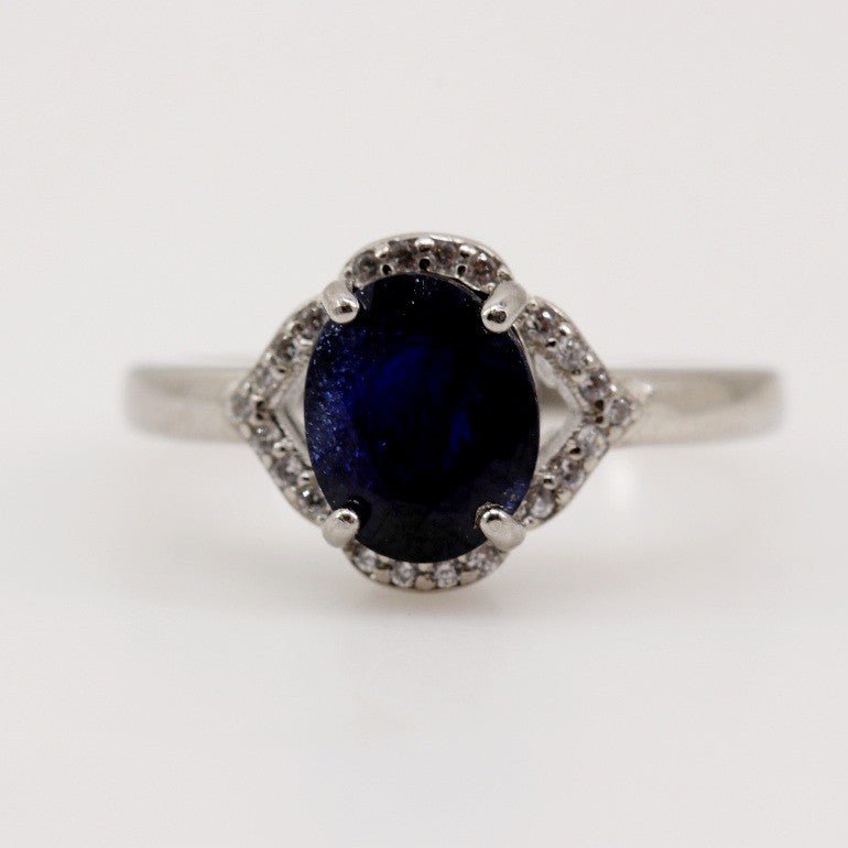 Anillo de Zafiro y Zirconia Cúbica - Anillos