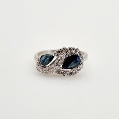 Anillo de Zafiro y Zirconia cúbica - Anillos
