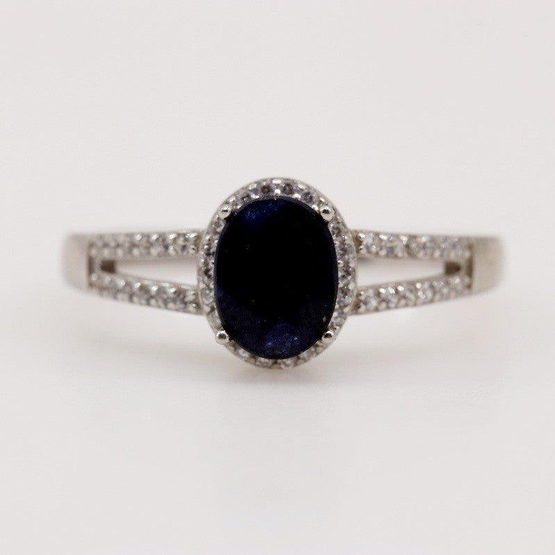 Anillo de Zafiro y Zirconia Cúbica - Anillos