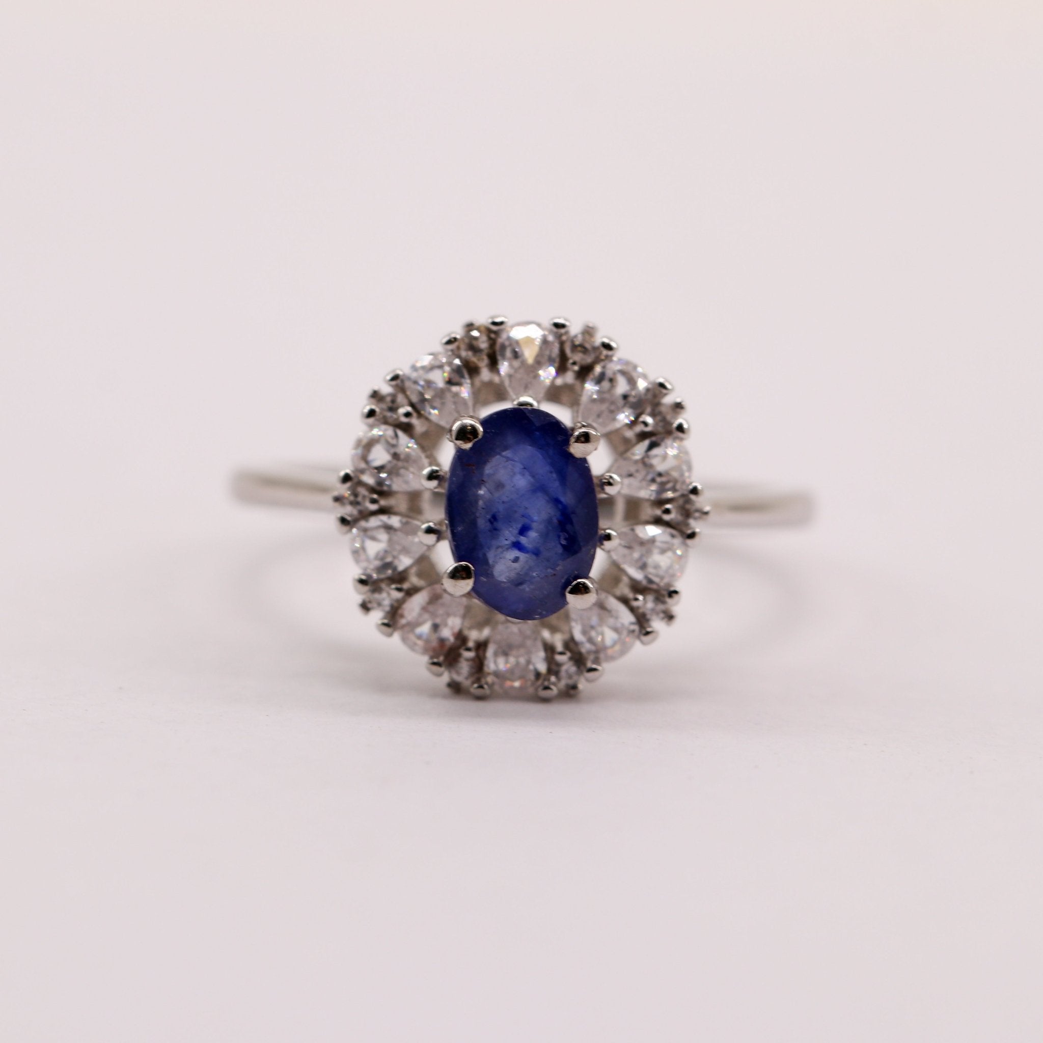 Anillo de Zafiro y Zirconia Cúbica - Anillos