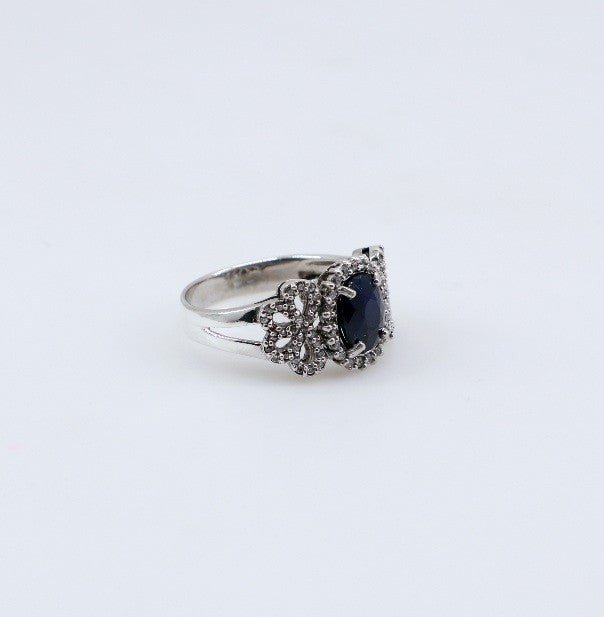 Anillo de Zafiro y Zirconia Cúbica - Anillos