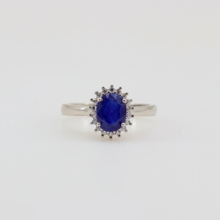 Anillo de Zafiro y Zirconia Cúbica - Anillos