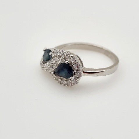 Anillo de Zafiro y Zirconia cúbica - Anillos
