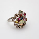 Anillo Opalo Welo y turmalinas multicolores - Anillos
