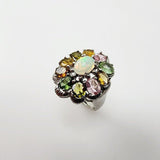 Anillo Opalo Welo y turmalinas multicolores - Anillos