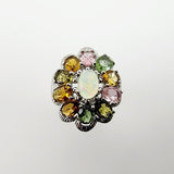 Anillo Opalo Welo y turmalinas multicolores - Anillos