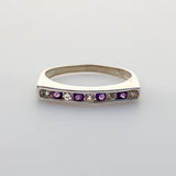 Anillo semi sin fin de Amatista y Topacio Blanco - Anillos