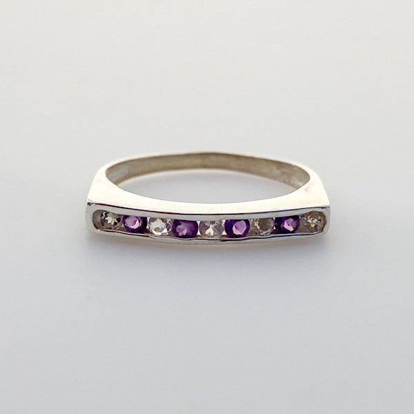 Anillo semi sin fin de Amatista y Topacio Blanco - Anillos