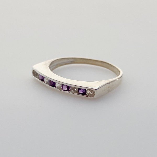 Anillo semi sin fin de Amatista y Topacio Blanco - Anillos