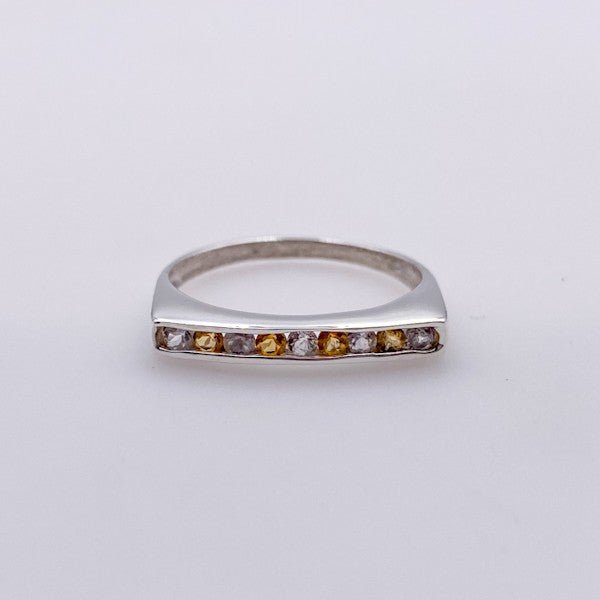 Anillo semi sin fin de Citrino y Topacio Blanco - Anillos