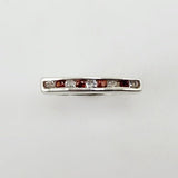 Anillo semi sin fin de Granate y Topacio Blanco - Anillos