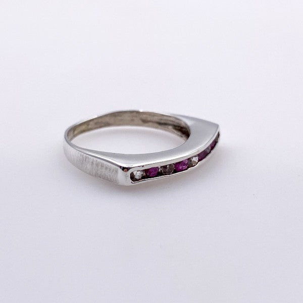 Anillo semi sin fin de Rubí Y Topacio Blanco - Anillos