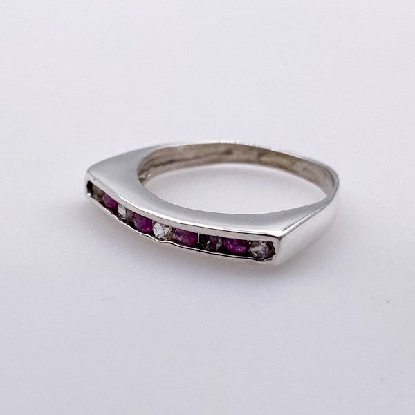 Anillo semi sin fin de Rubí Y Topacio Blanco - Anillos