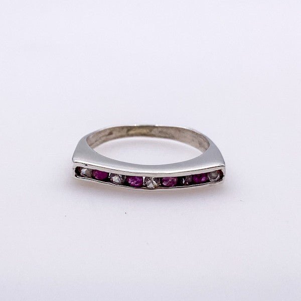 Anillo semi sin fin de Rubí Y Topacio Blanco - Anillos