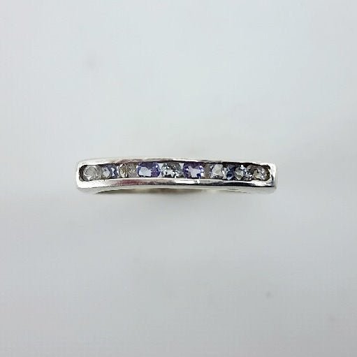 Anillo semi sin fin de Tanzanita y Topacio Blanco - Anillos