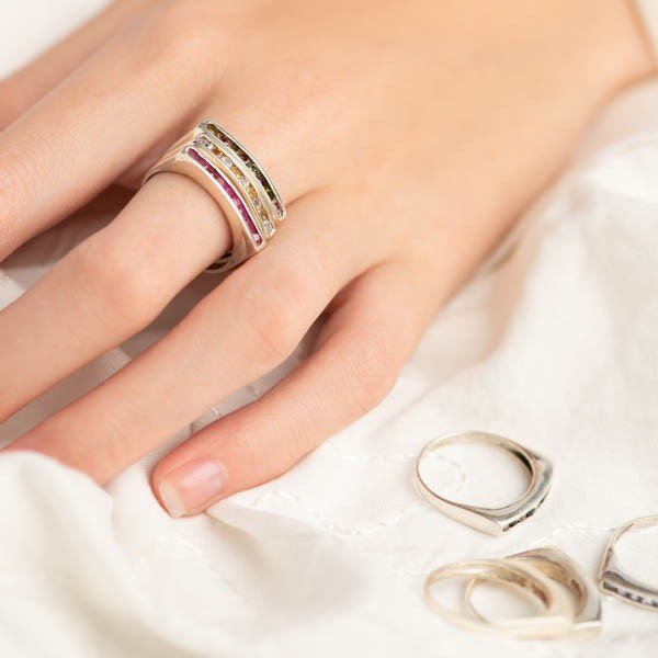 Anillo semi sin fin de Topacio Blanco - Anillos