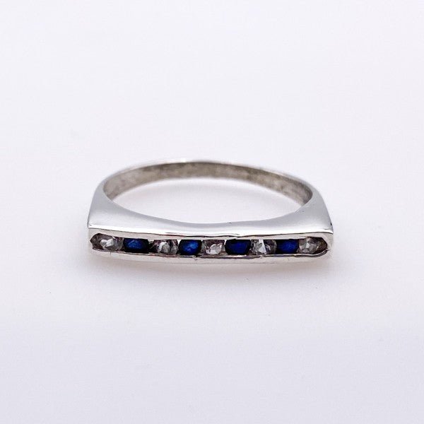Anillo semi sin fin de Zafiro y Topacio Blanco - Anillos