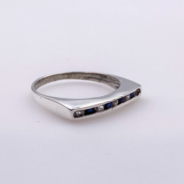 Anillo semi sin fin de Zafiro y Topacio Blanco - Anillos