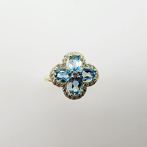 Anillo Topacio azul y cubic zirconia - Anillos