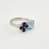 Anillo topacio azul, zafiro y cubic zirconia. - Anillos
