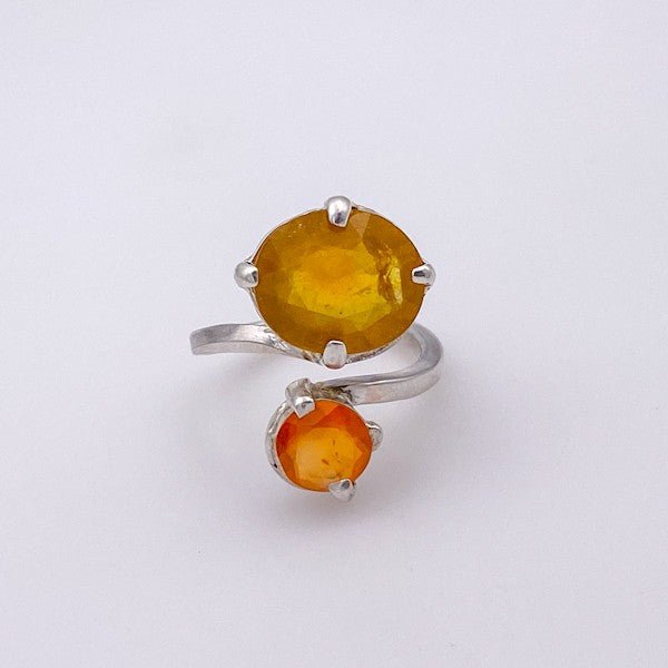 Anillo Zafiro Amarillo y Agata cornalina - Anillos